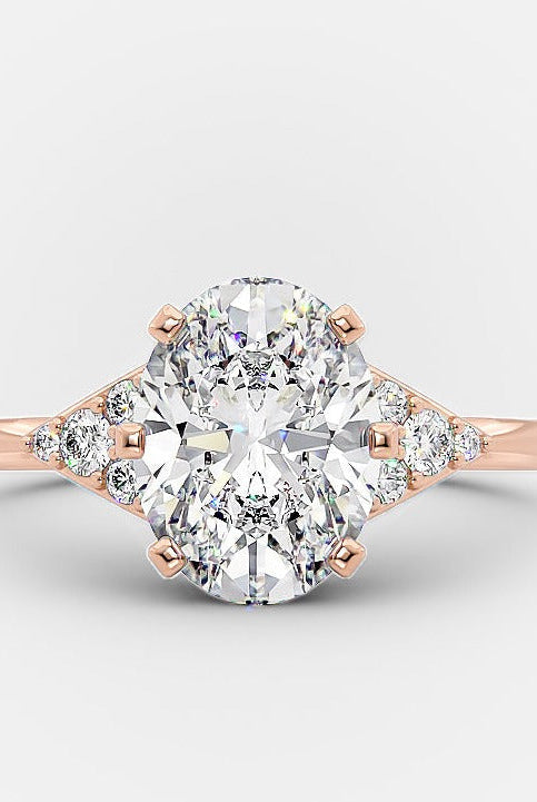 1.50ct Oval Cluster Moissanite Diamond Solitaire Engagement Ring For Women