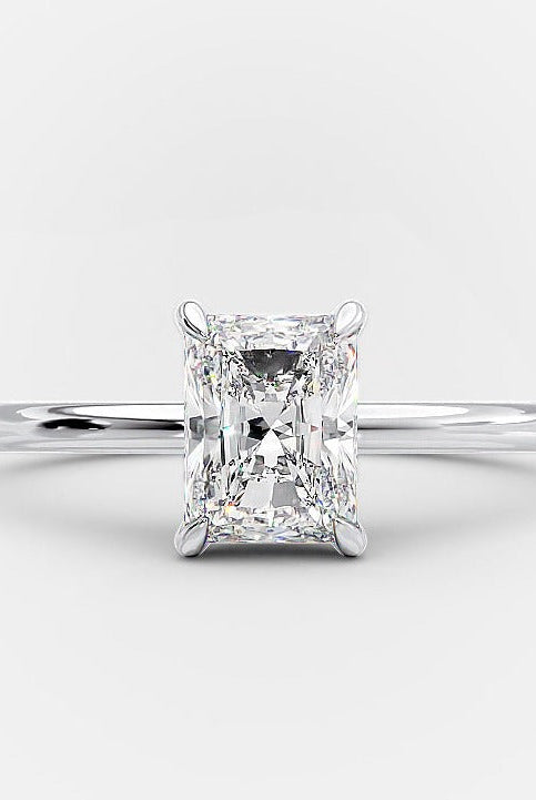 1.0ct Radiant Solitaire Moissanite Diamond Four Prong Engagement Ring
