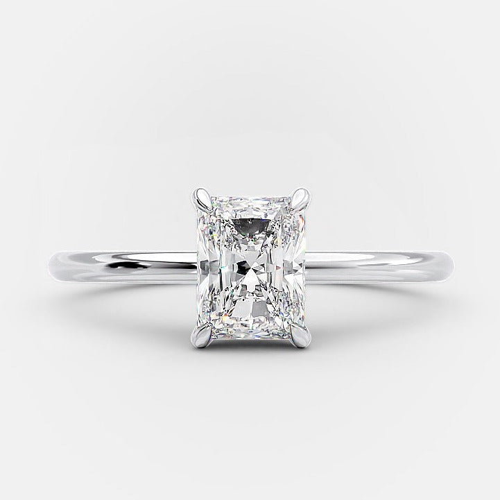 1.0ct Radiant Solitaire Moissanite Diamond Four Prong Engagement Ring