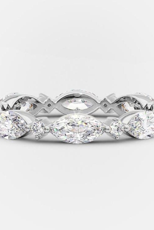 marquise-and-round-cut-alternative-moissanite-wedding-band