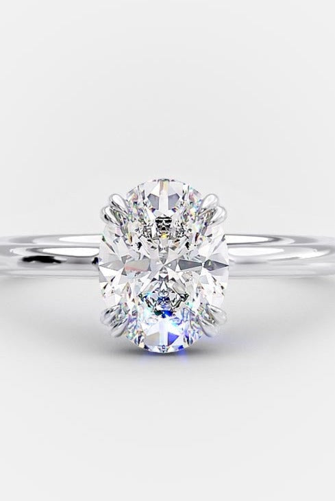 1.0CT Oval Double Claw Prong Moissanite Diamond Open Setting Engagement Ring