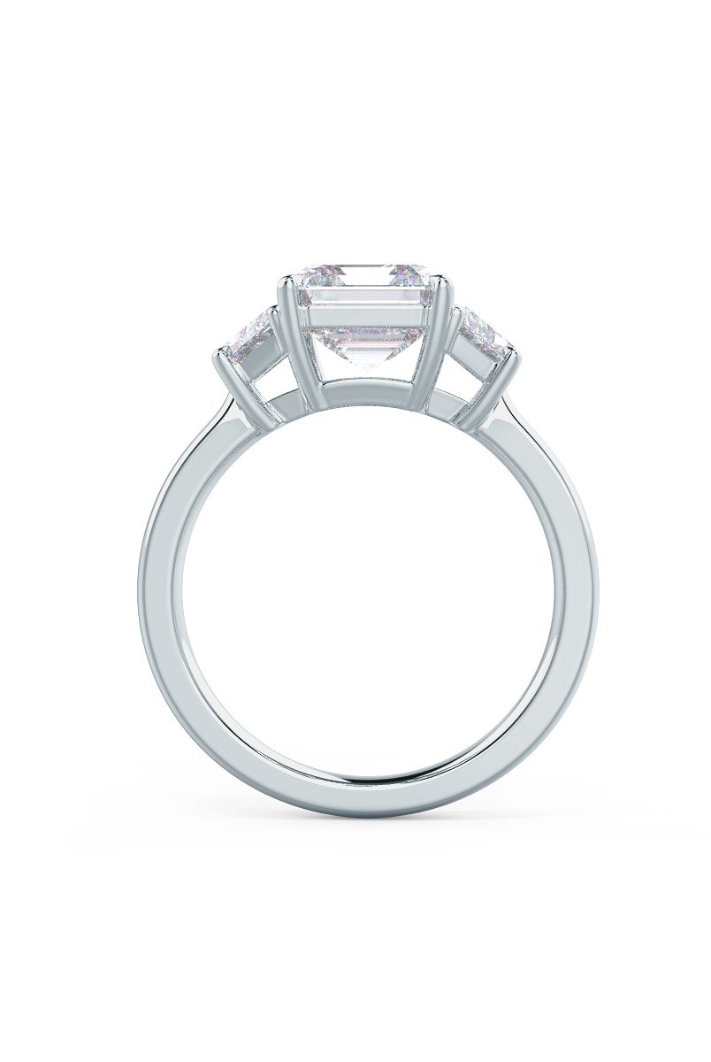 2.0CT Asscher Three Stone Moissanite Diamond Solitaire Engagement Ring
