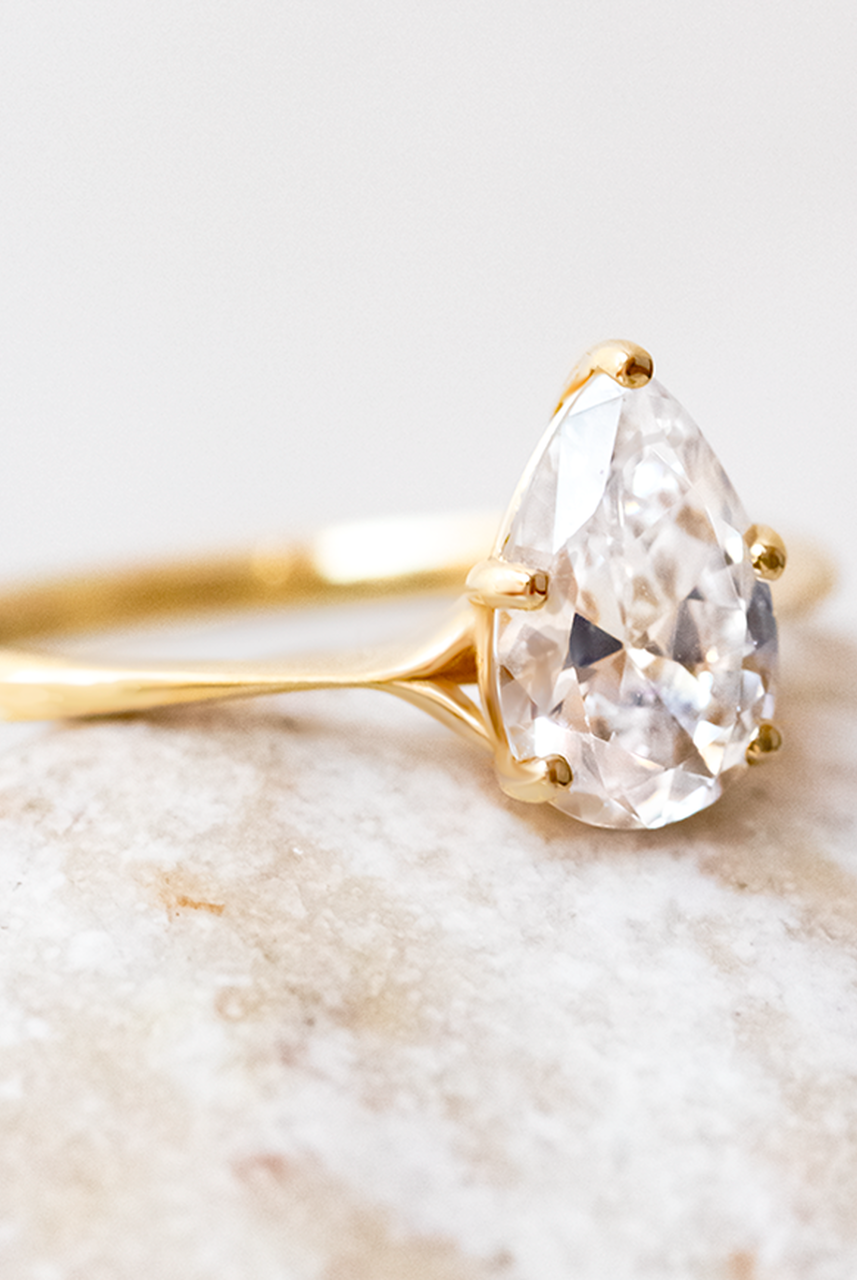 1.93CT Pear Split Shank Moissanite Diamond Engagement Ring For Her