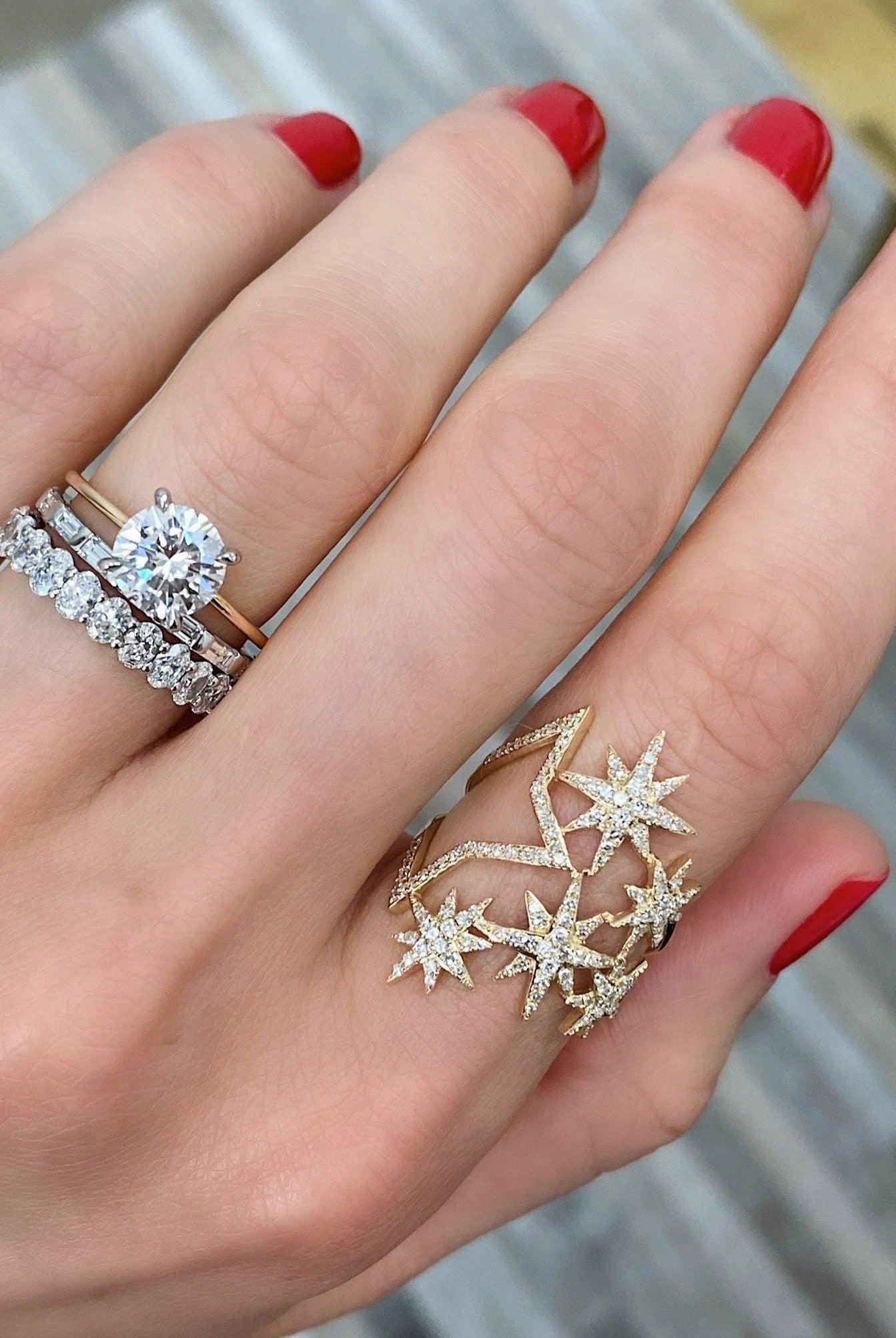 Baguette Cut Moissanite Bar Set Diamond Wedding Band