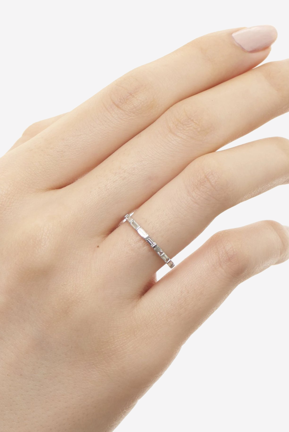 Baguette Cut Moissanite Bar Set Diamond Wedding Band