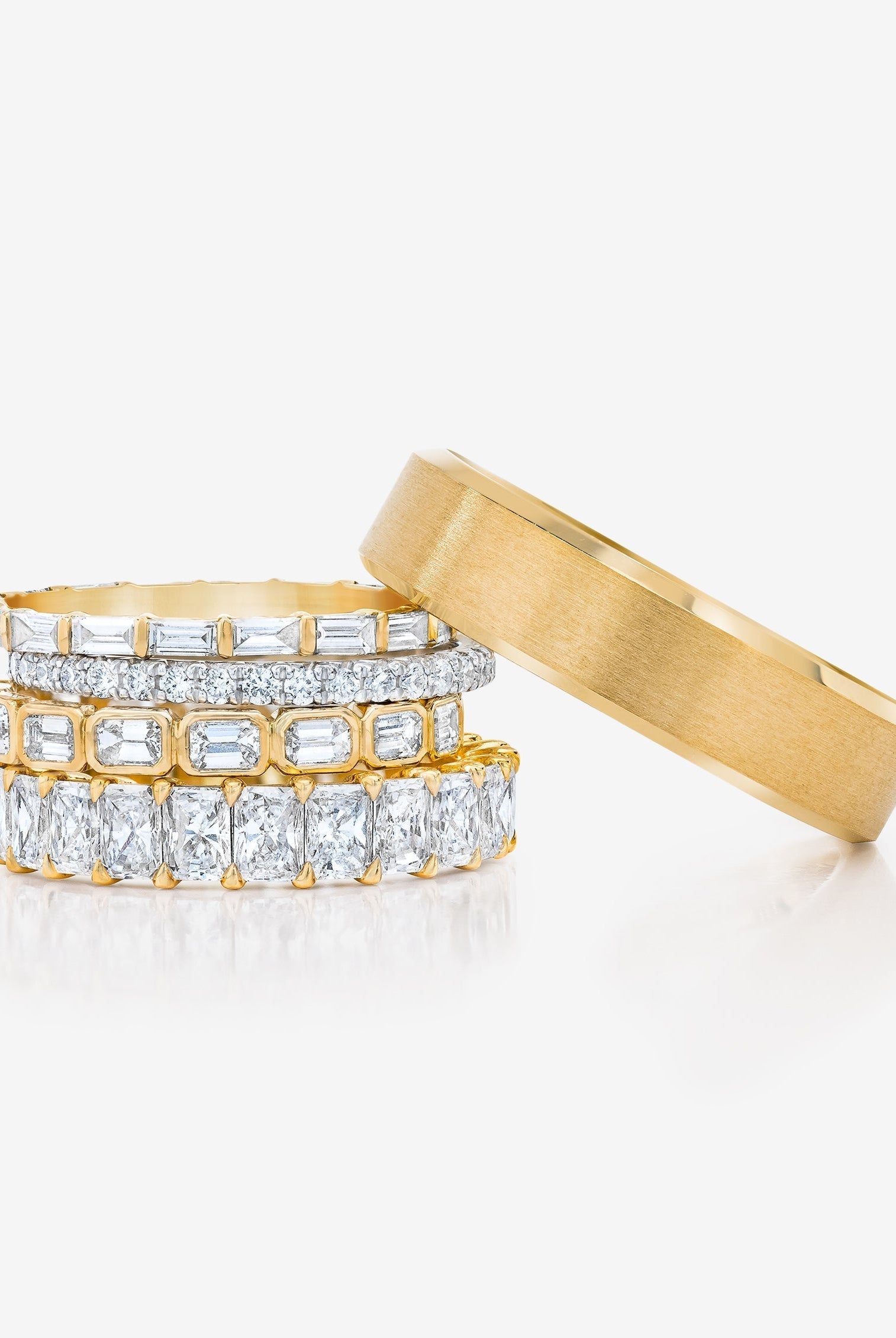 Baguette Cut Moissanite Bar Set Diamond Wedding Band