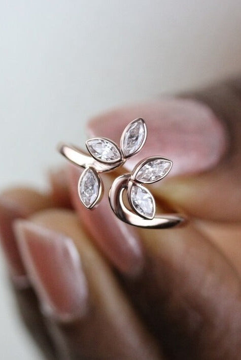 1.05CT Marquise Bezel Set Moissanite Diamond Unique Engagement Ring For Women