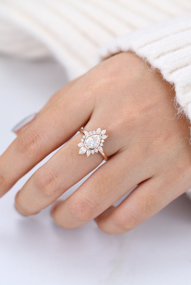 pear-shaped-moissanite-cluster-halo-engagement-ring