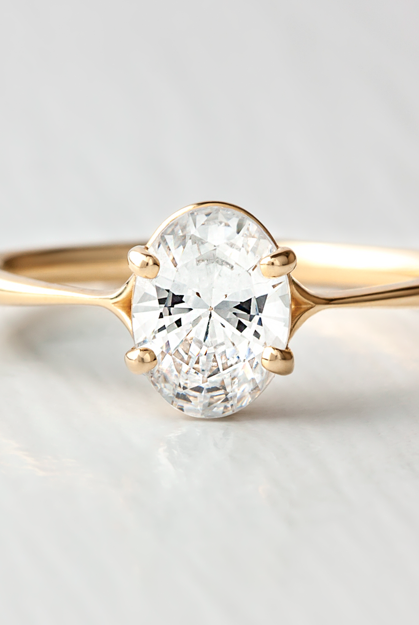 1.33CT Oval Split Shank Moissanite Diamond Solitaire Engagement Ring