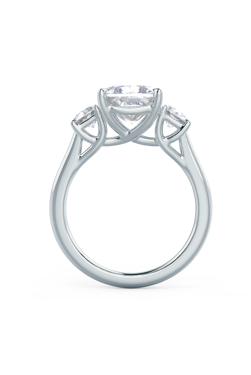 2.50CT Elongated Cushion Three Stone Moissanite Diamond Engagement Ring
