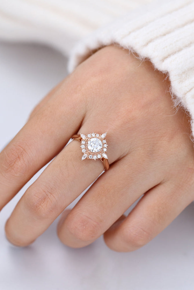 round-shaped-moissanite-cluster-engagement-ring