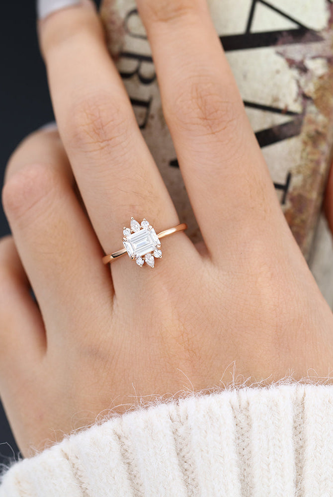 emerald-shaped-moissanite-cluster-engagement-ring