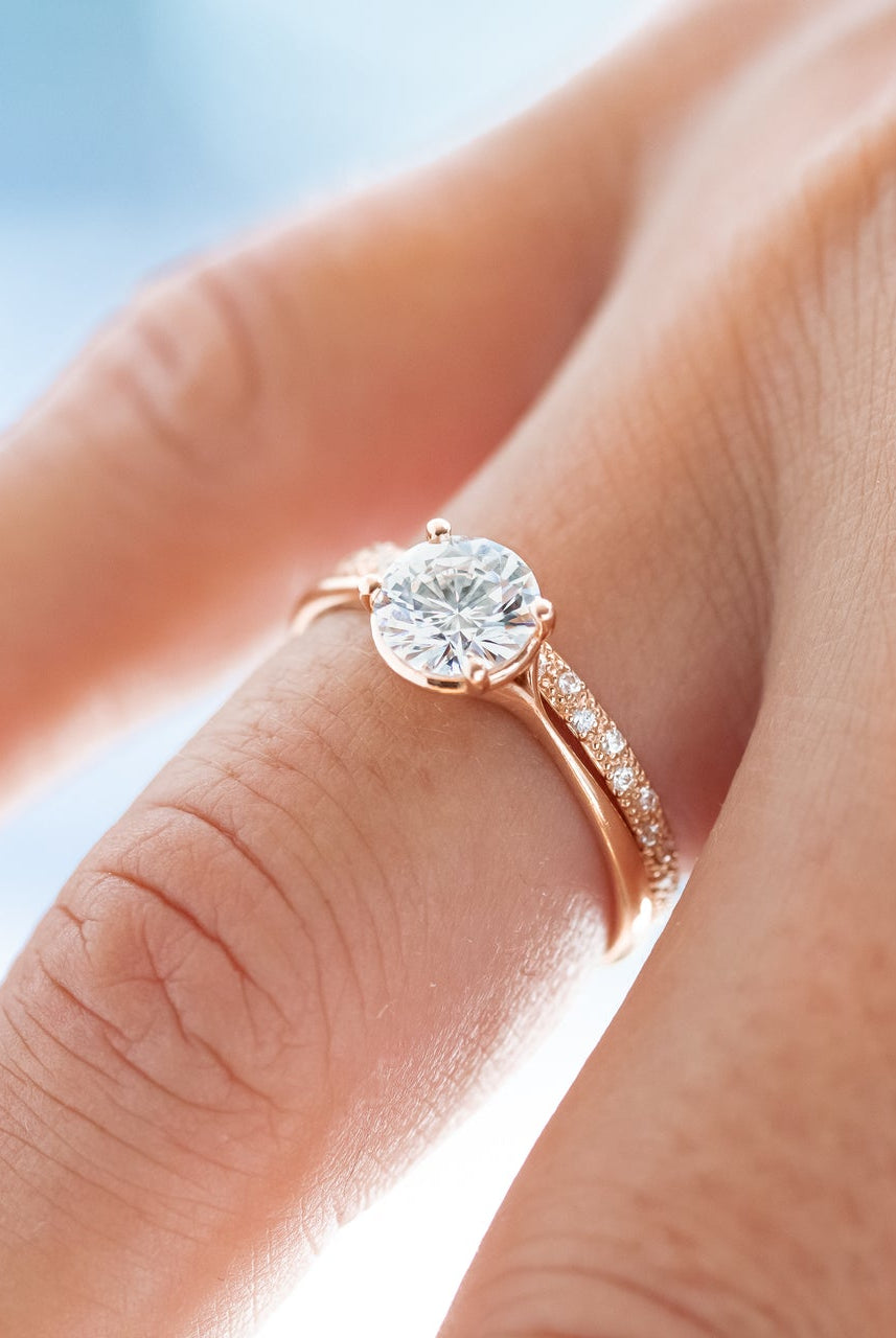 1.20CT Round Split Shank Moissanite Diamond Solitaire Engagement Ring