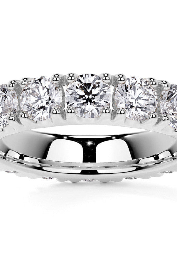 Round Cut Moissanite Diamond Split Prong Eternity Wedding Band