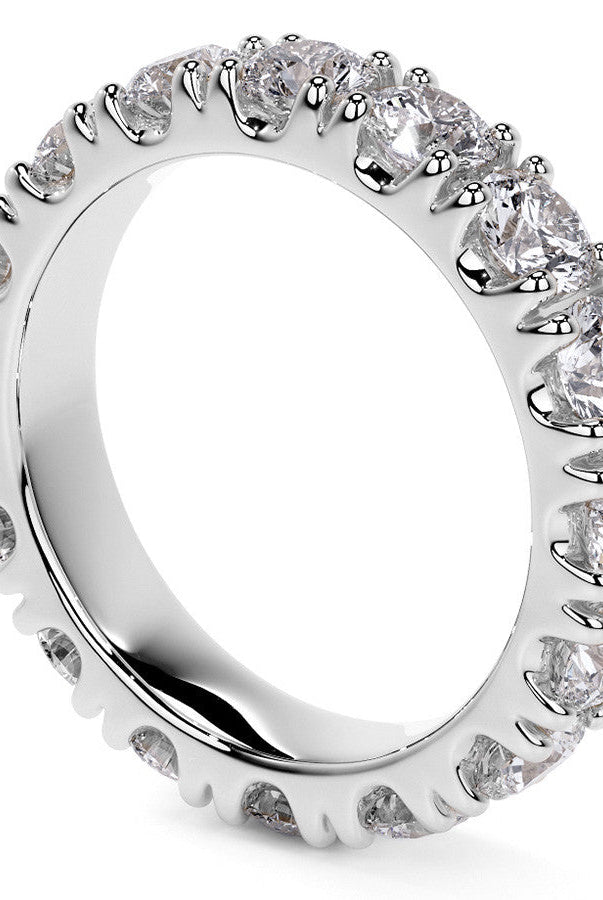 Round Cut Moissanite Diamond Split Prong Eternity Wedding Band