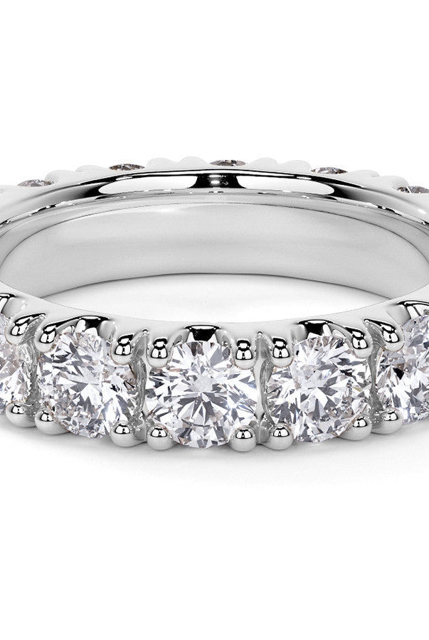 Round Cut Moissanite Diamond Split Prong Eternity Wedding Band