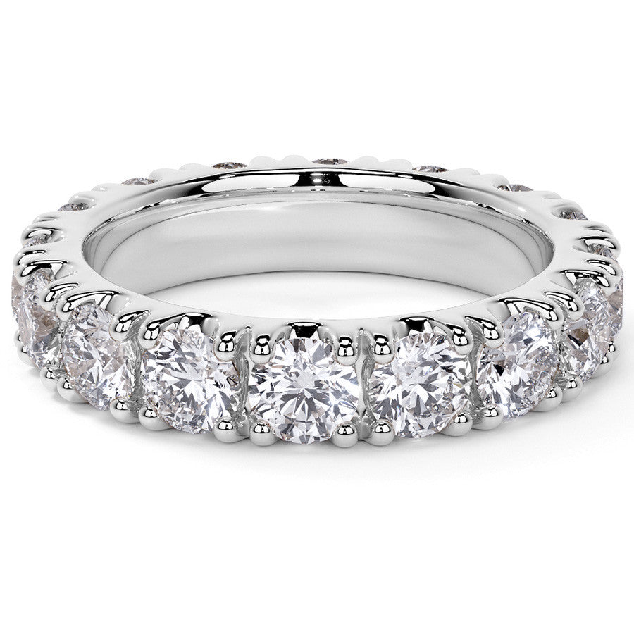 Round Cut Moissanite Diamond Split Prong Eternity Wedding Band