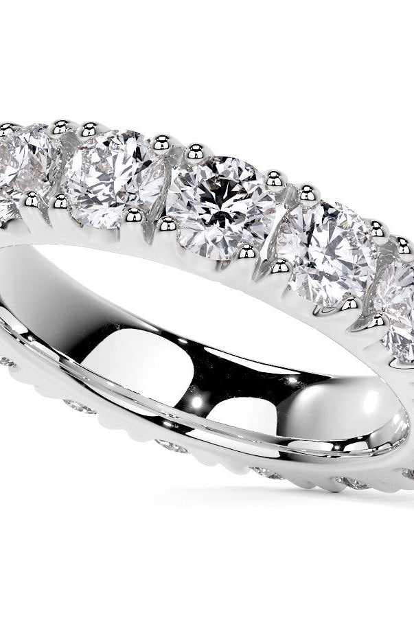 Round Cut Moissanite Diamond Split Prong Eternity Wedding Band