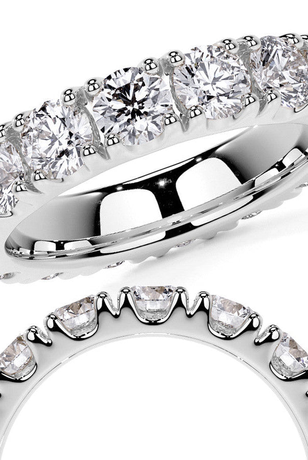Round Cut Moissanite Diamond Split Prong Eternity Wedding Band