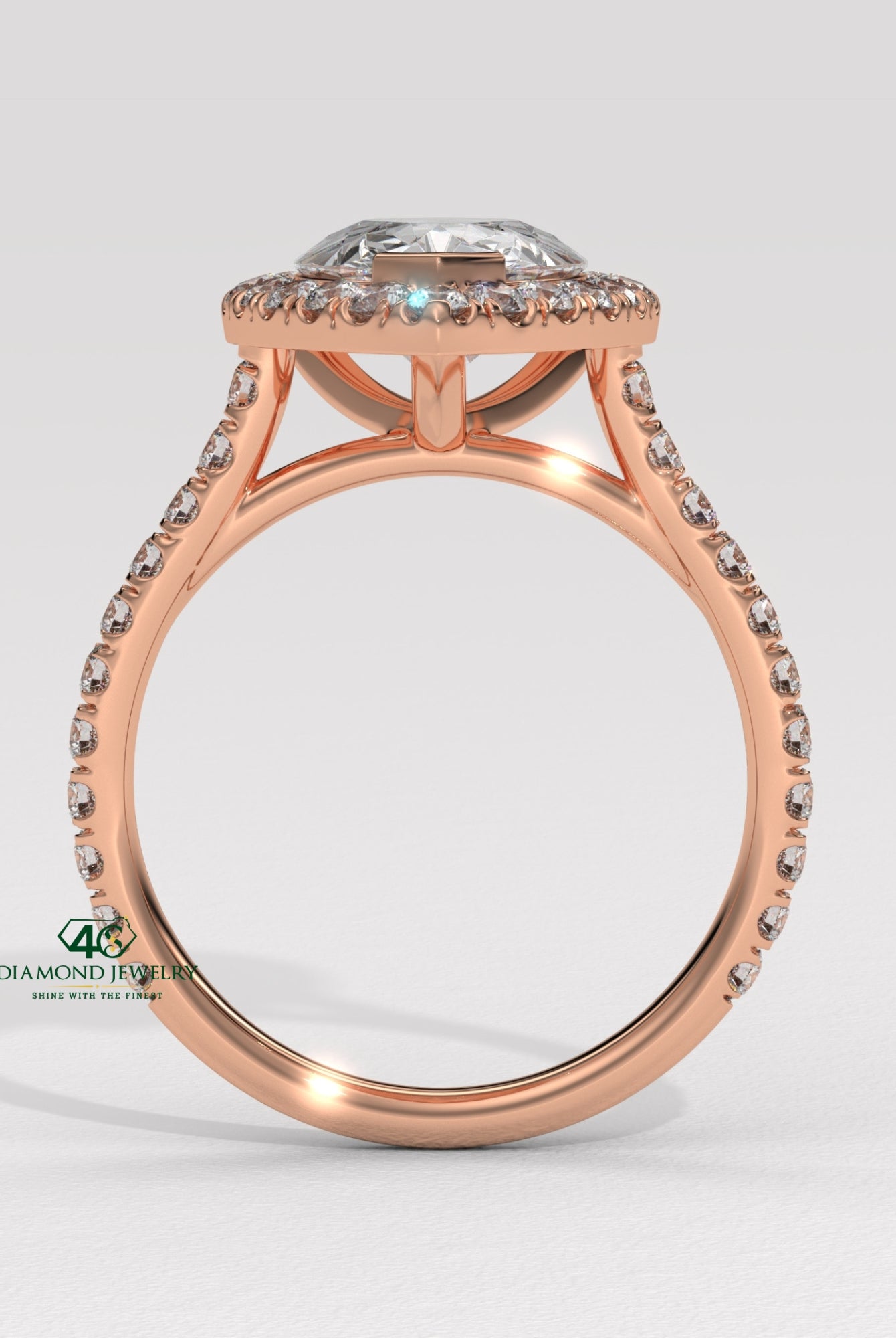 pear shaped ring for her, pear cut diamond with side stones, pear diamond three stone ring, pear shaped diamond gold band
