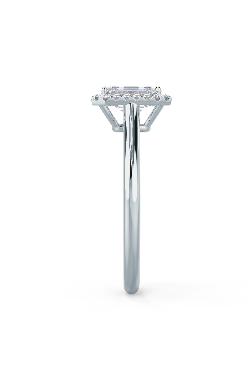 1.0CT Emerald Cut Halo Moissanite Diamond Solitaire Engagement Ring
