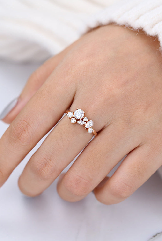 round-marquise-pear-shaped-moissanite-cluster-wedding-band