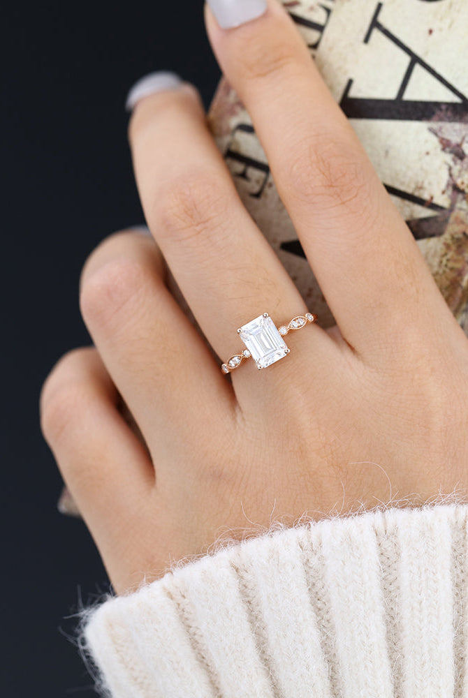emerald-shaped-moissanite-milgrain-pave-engagement-ring
