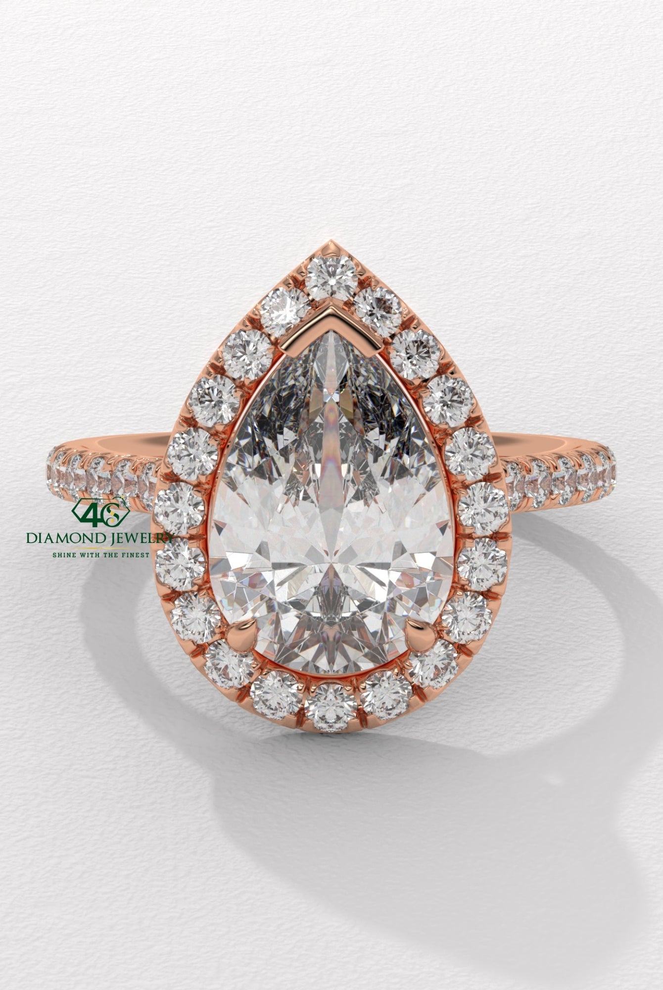 pear shaped diamond gold band, custom pear diamond ring, modern pear engagement ring, pear cut diamond prong setting, pear diamond ring setting