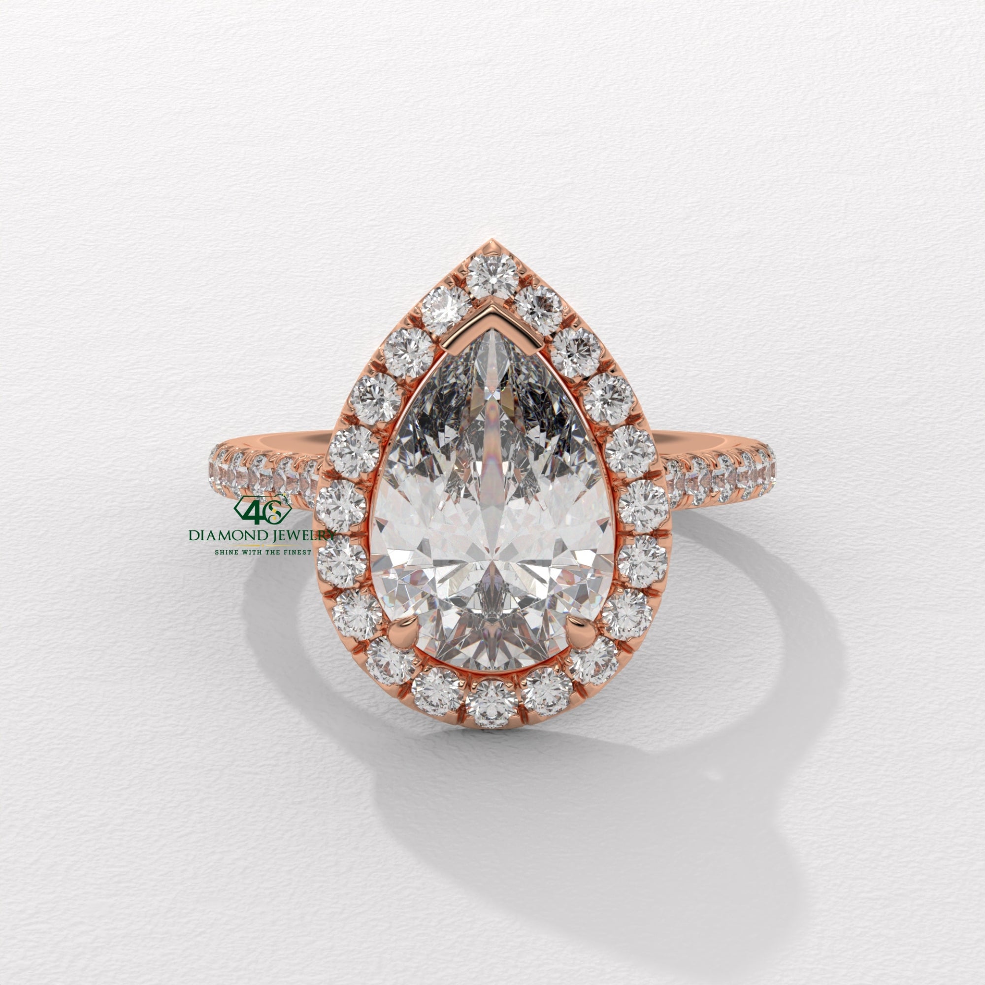 pear shaped diamond gold band, custom pear diamond ring, modern pear engagement ring, pear cut diamond prong setting, pear diamond ring setting