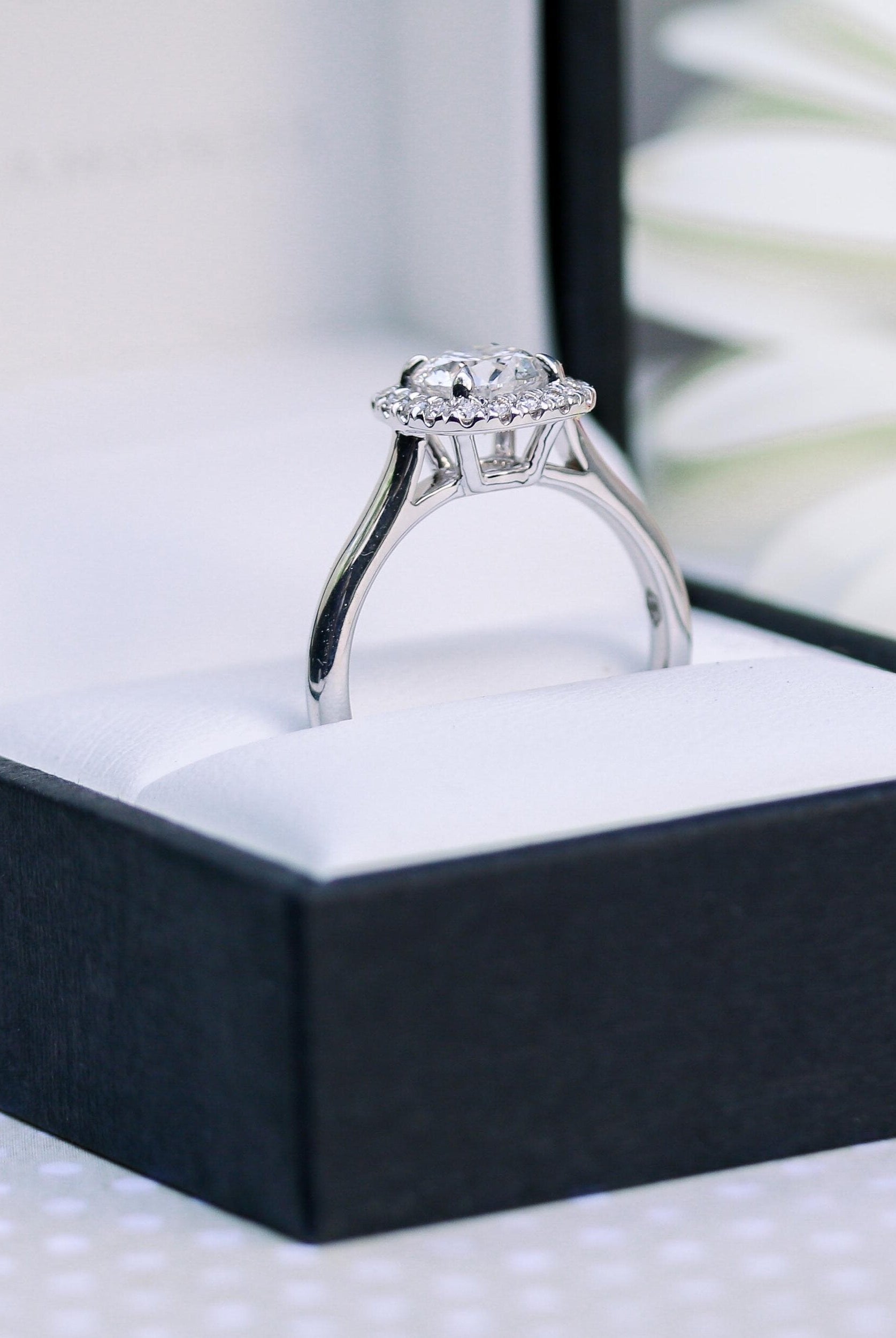 1.75CT Cathedral Set Round Moissanite Diamond Halo Engagement Ring For Women