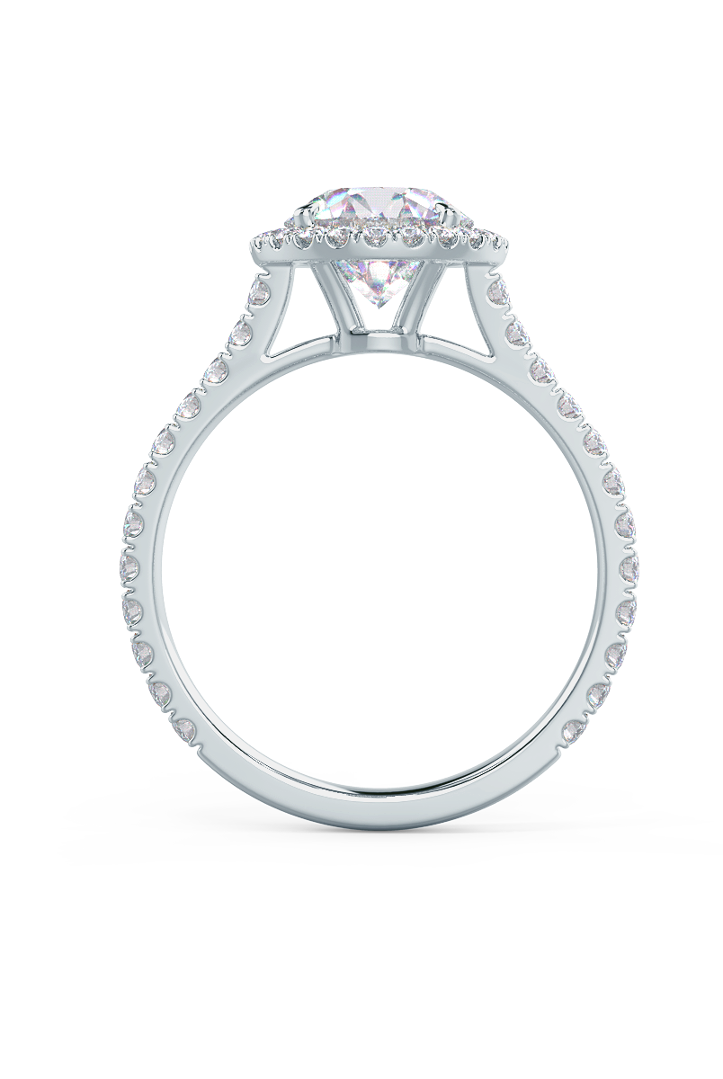 2.25CT Round Brilliant Cut Moissanite Halo Pave Diamond Engagement Ring