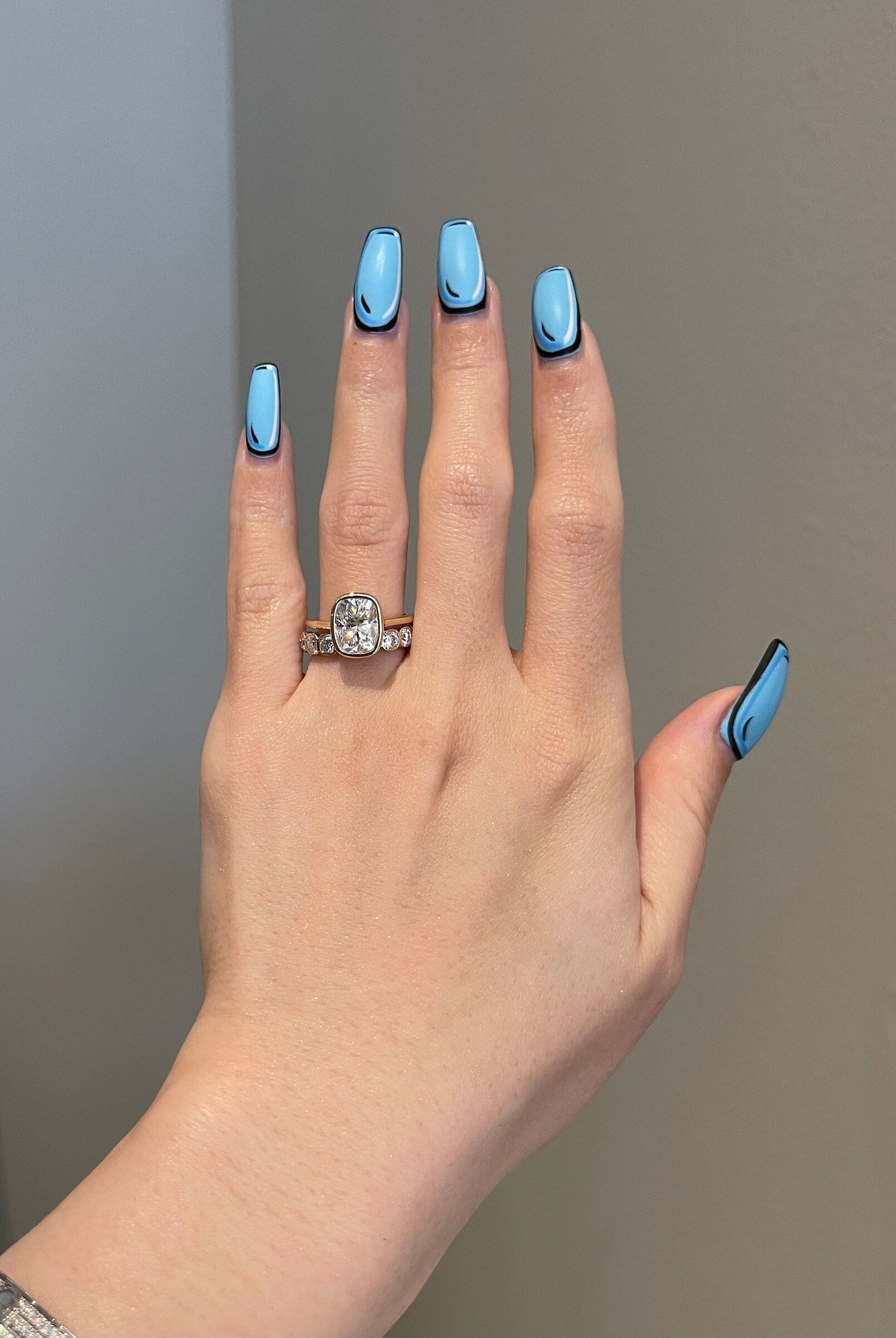 cushion-shaped-moissanite-half-eternity-wedding-band