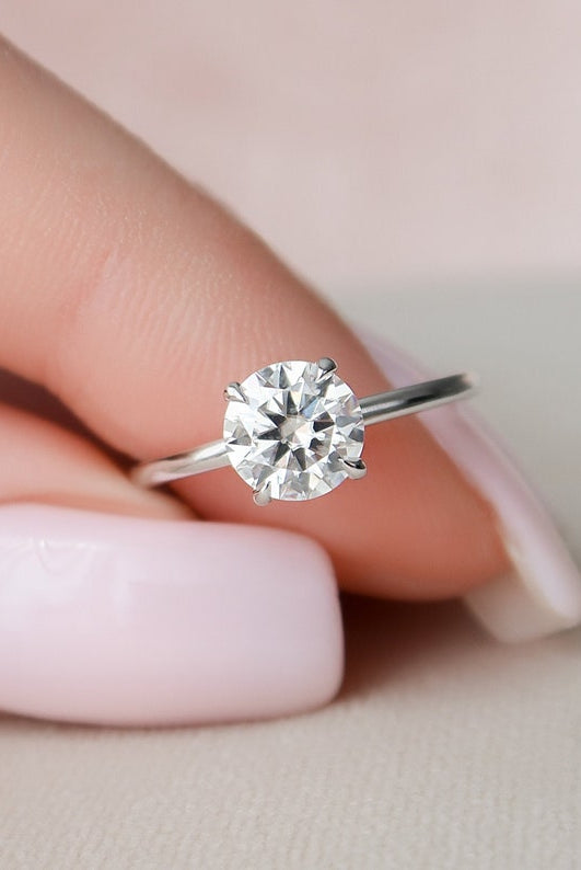 1.0CT Round Hidden Halo Moissanite Diamond Solitaire Engagement Ring