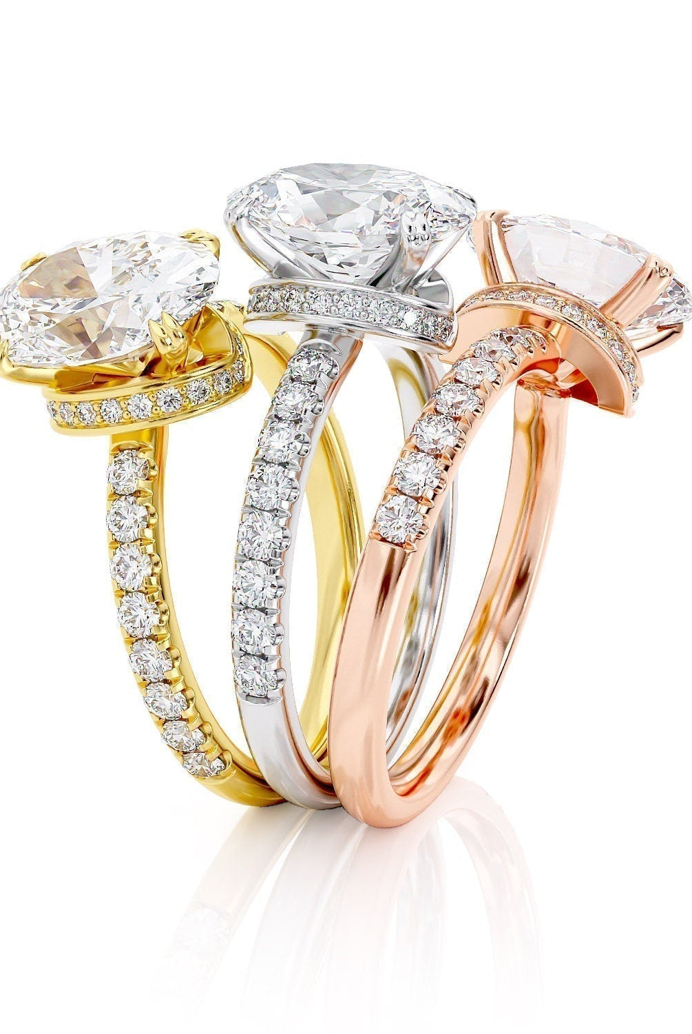 2.0CT Oval Pave Moissanite Diamond Unique Hidden Halo Engagement Ring For Women