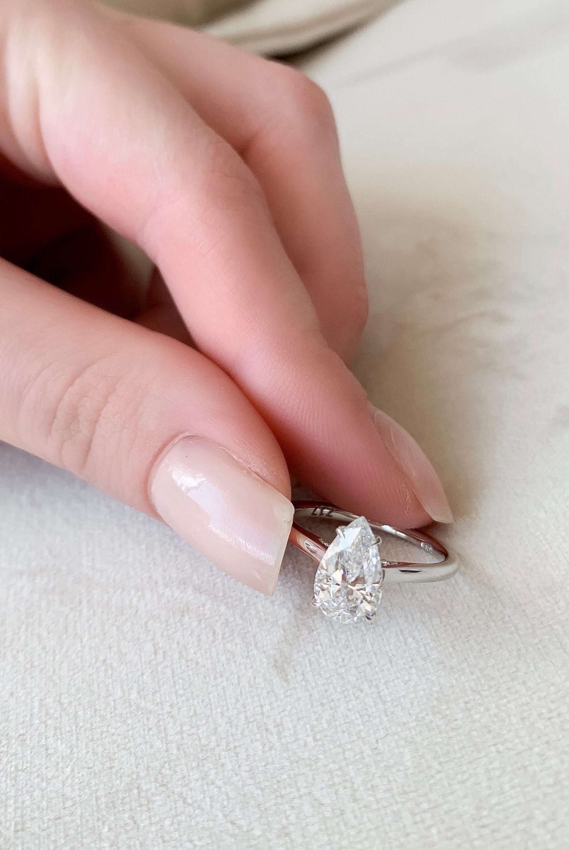 1.50CT Pear Cathedral Set Moissanite Diamond Hidden Halo Engagement Ring