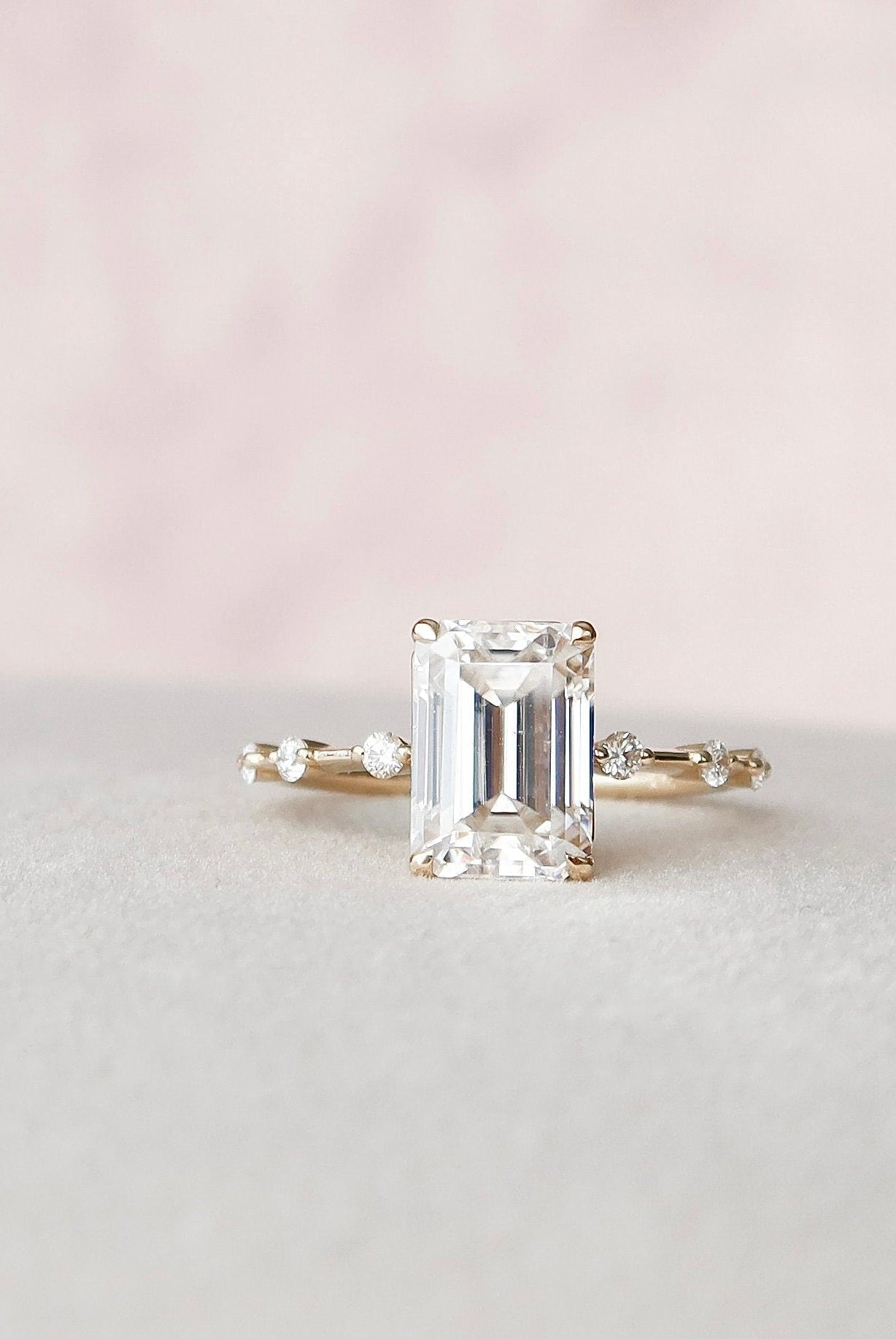 3.0CT Emerald Cut Moissanite Solitaire Engagement Ring