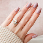 1.50CT Pear Moissanite Diamond Chevron Engagement Ring In Solid Gold