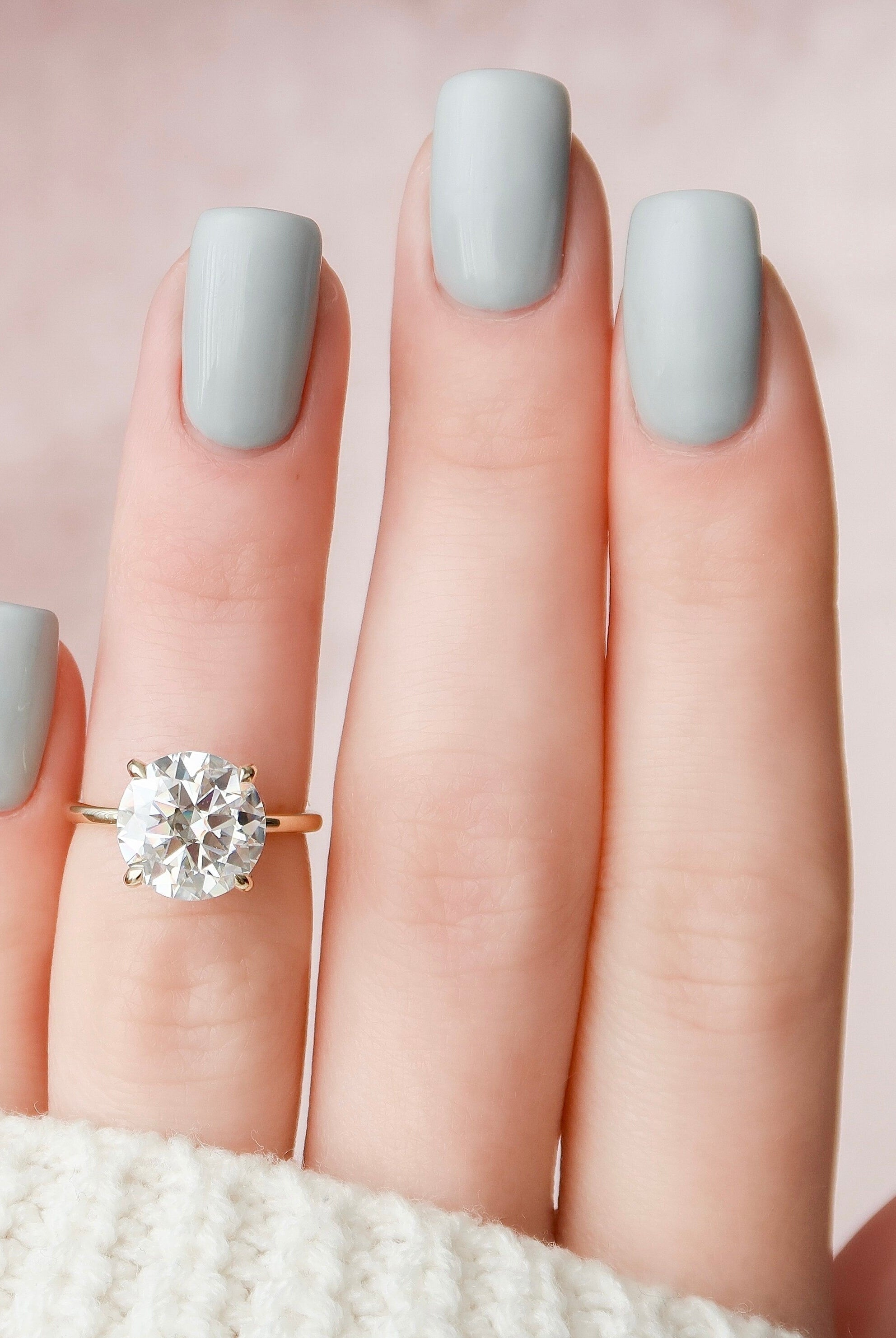 5.0CT Round Solitaire Moissanite Diamond Hidden Halo Engagement Ring