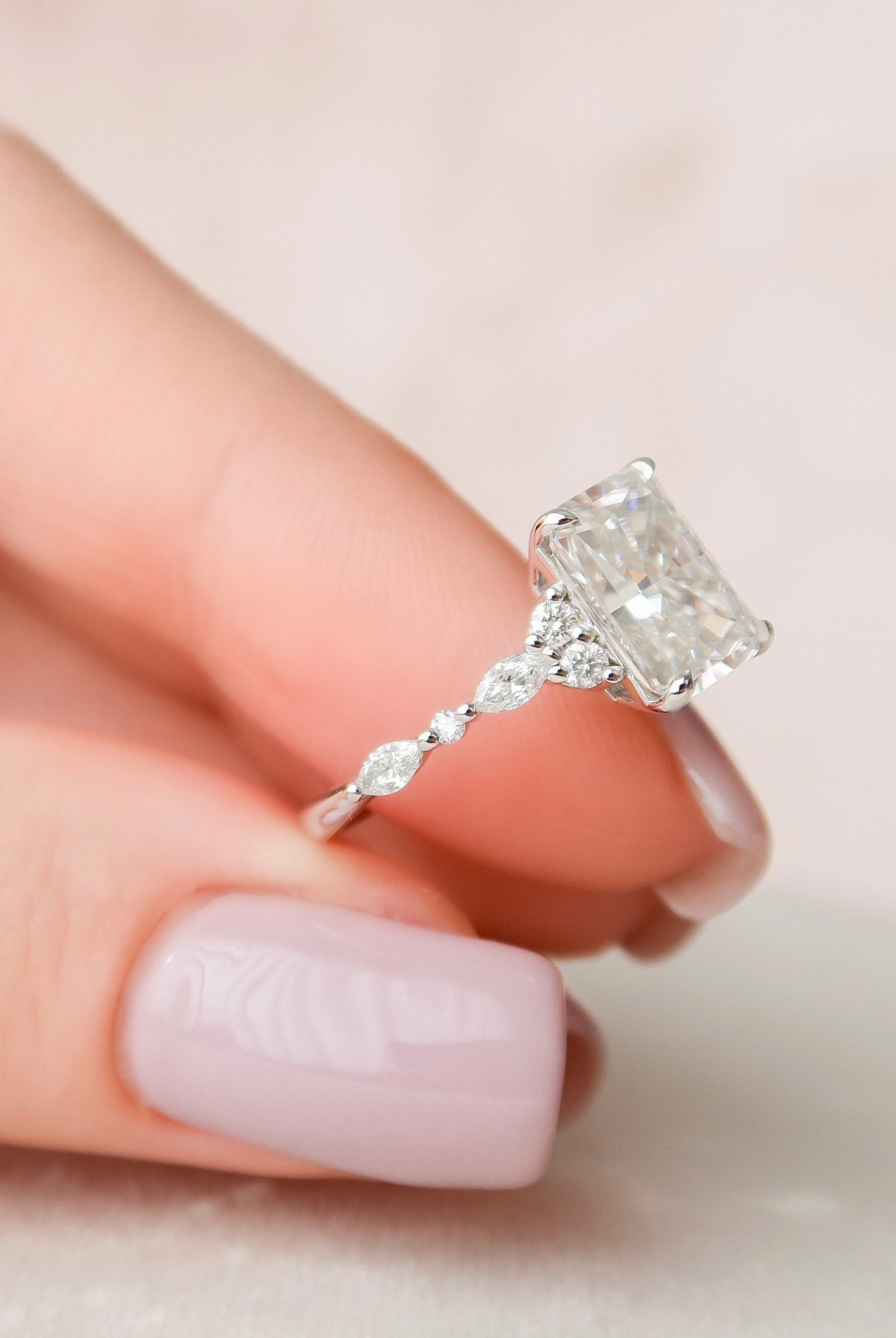 3.50CT Radiant Cluster Moissanite Diamond Engagement Ring For Women