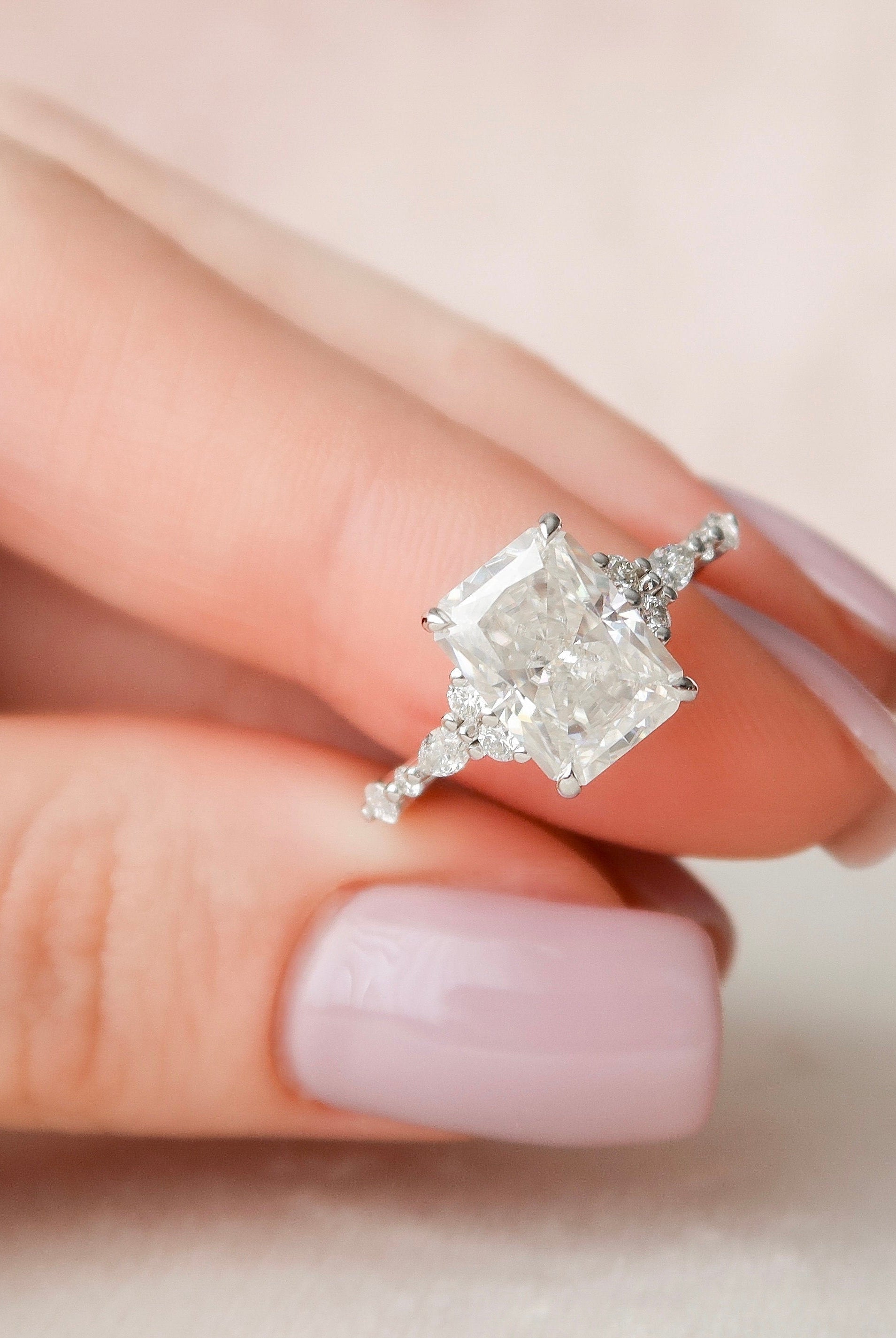 3.50CT Radiant Cluster Moissanite Diamond Engagement Ring For Women