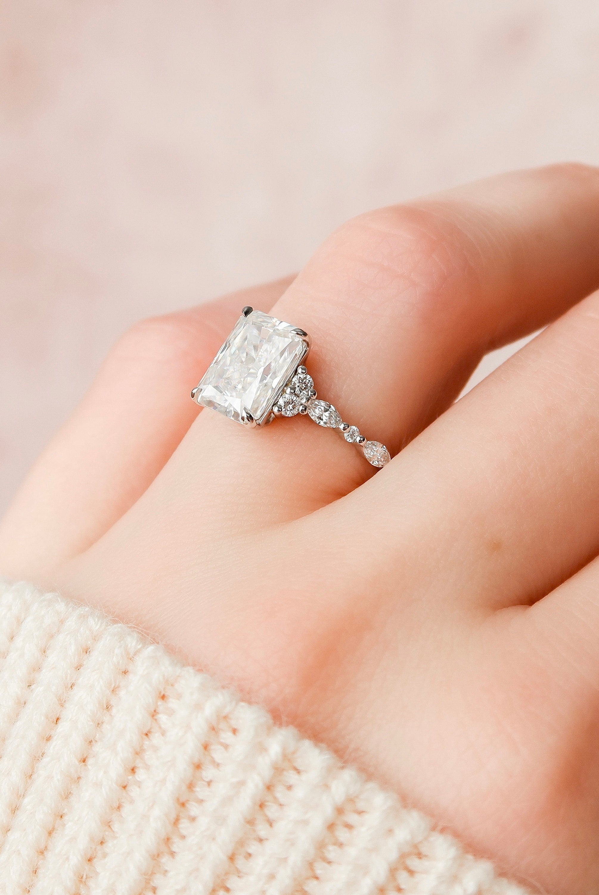 3.50CT Radiant Cluster Moissanite Diamond Engagement Ring For Women