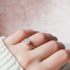 1.50CT Oval Braided Moissanite Diamond Hidden Halo Engagement Ring