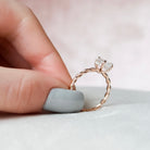 1.50CT Oval Braided Moissanite Diamond Hidden Halo Engagement Ring