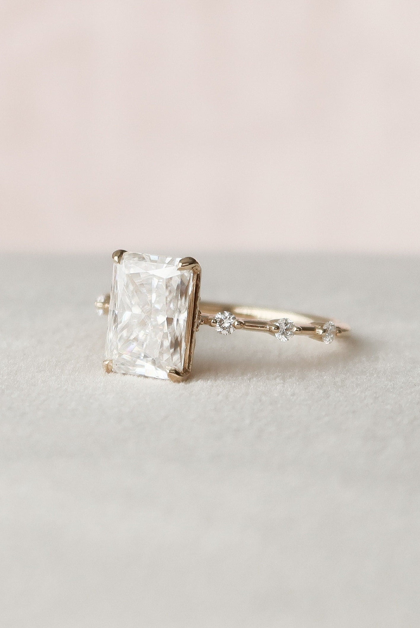 3.50CT Radiant Petite Pave Moissanite Diamond Engagement Ring