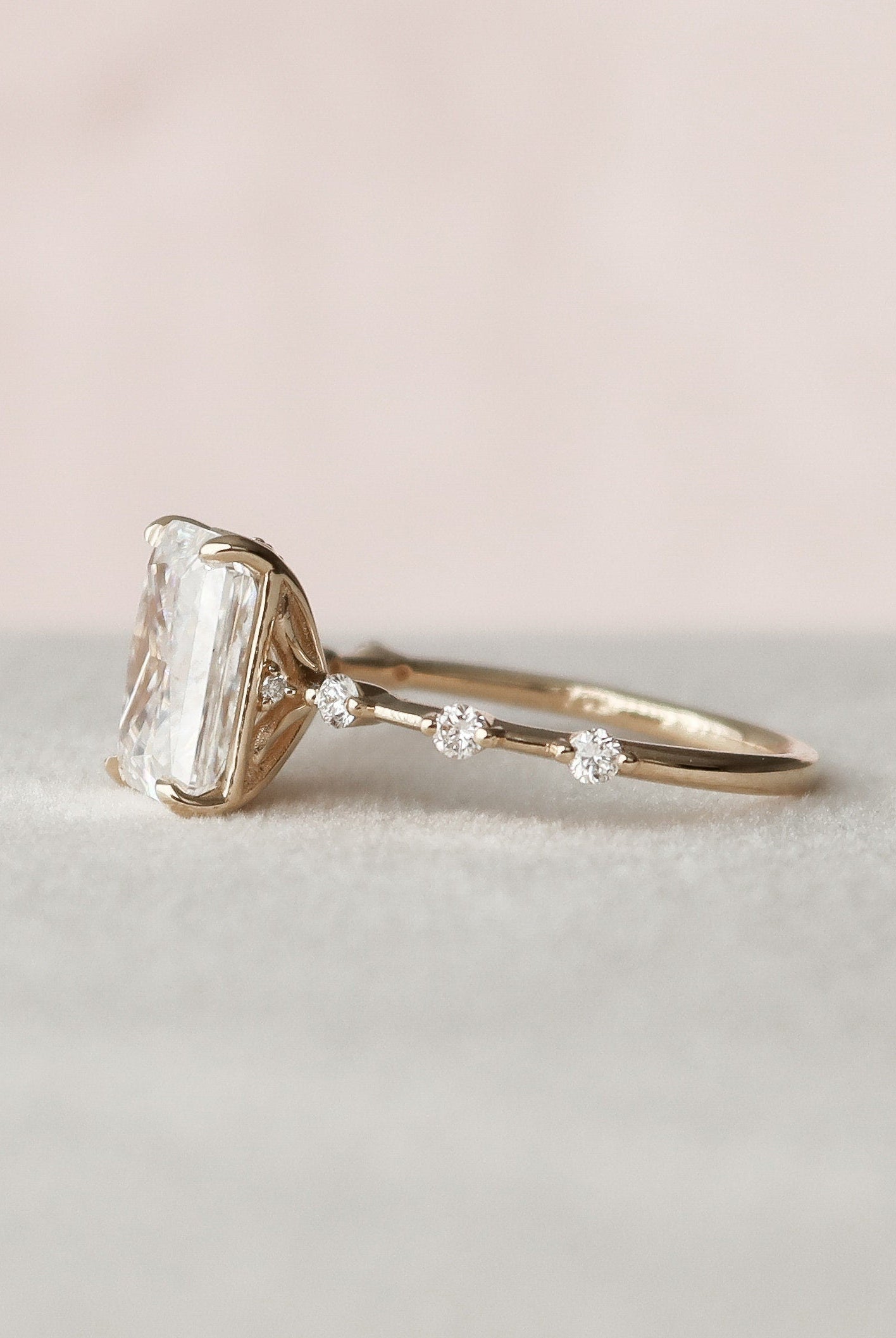 3.50CT Radiant Petite Pave Moissanite Diamond Engagement Ring