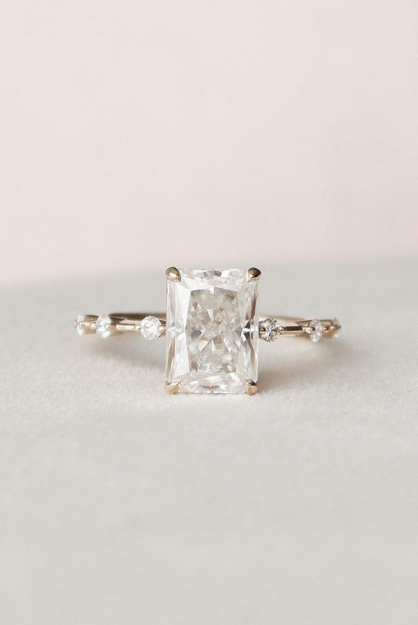 3.50CT Radiant Petite Pave Moissanite Diamond Engagement Ring