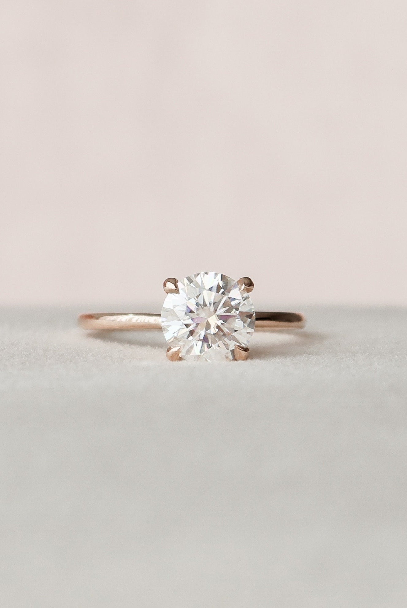 1.50CT Round Hidden Halo Moissanite Diamond Solitaire Engagement Ring