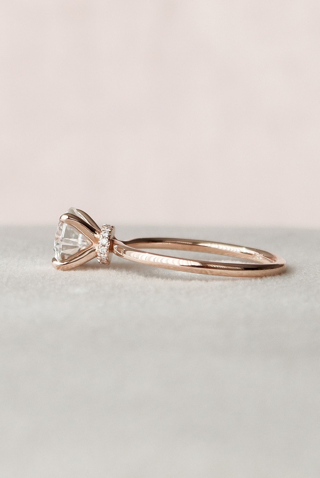 1.50CT Round Hidden Halo Moissanite Diamond Solitaire Engagement Ring