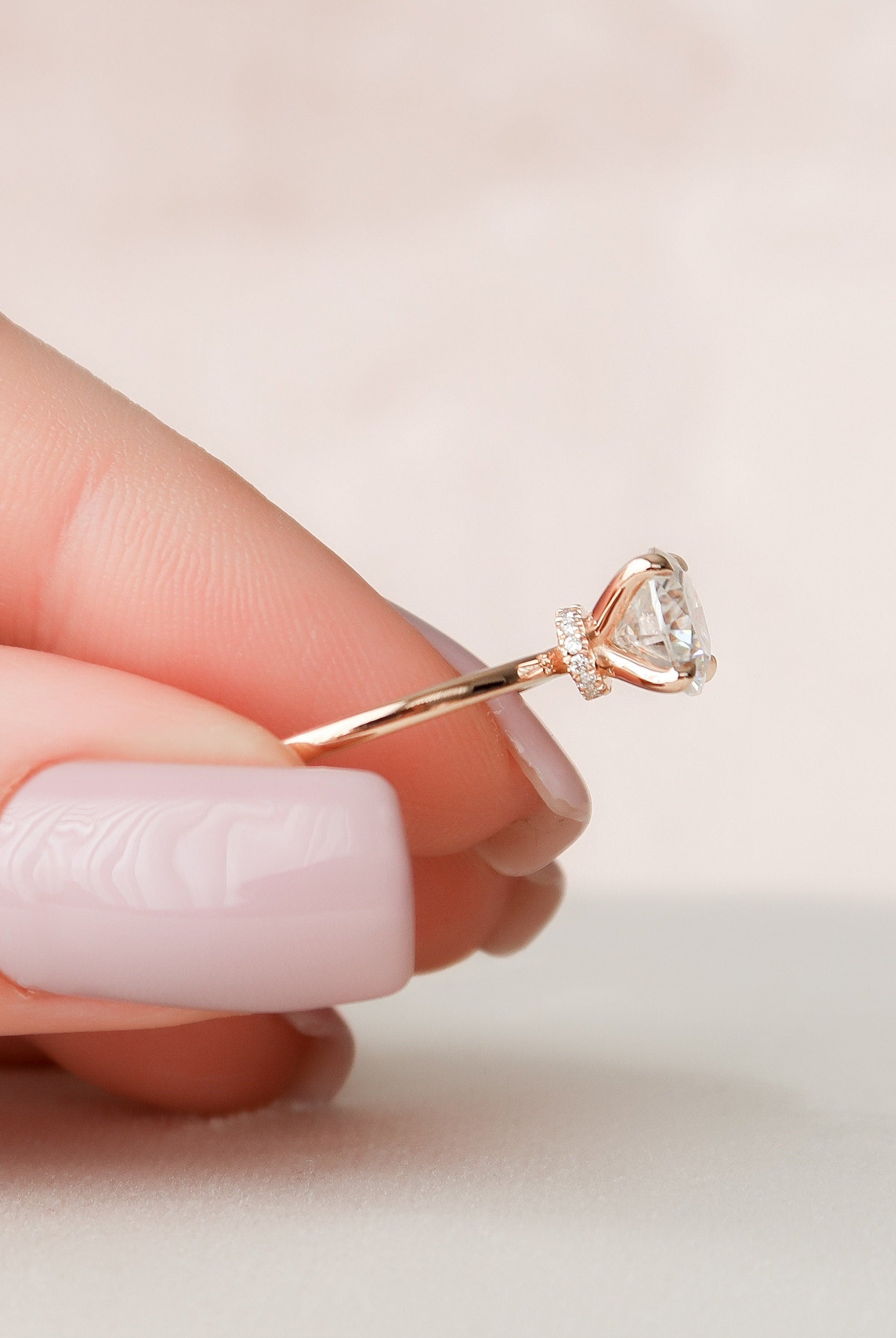 1.50CT Round Hidden Halo Moissanite Diamond Solitaire Engagement Ring