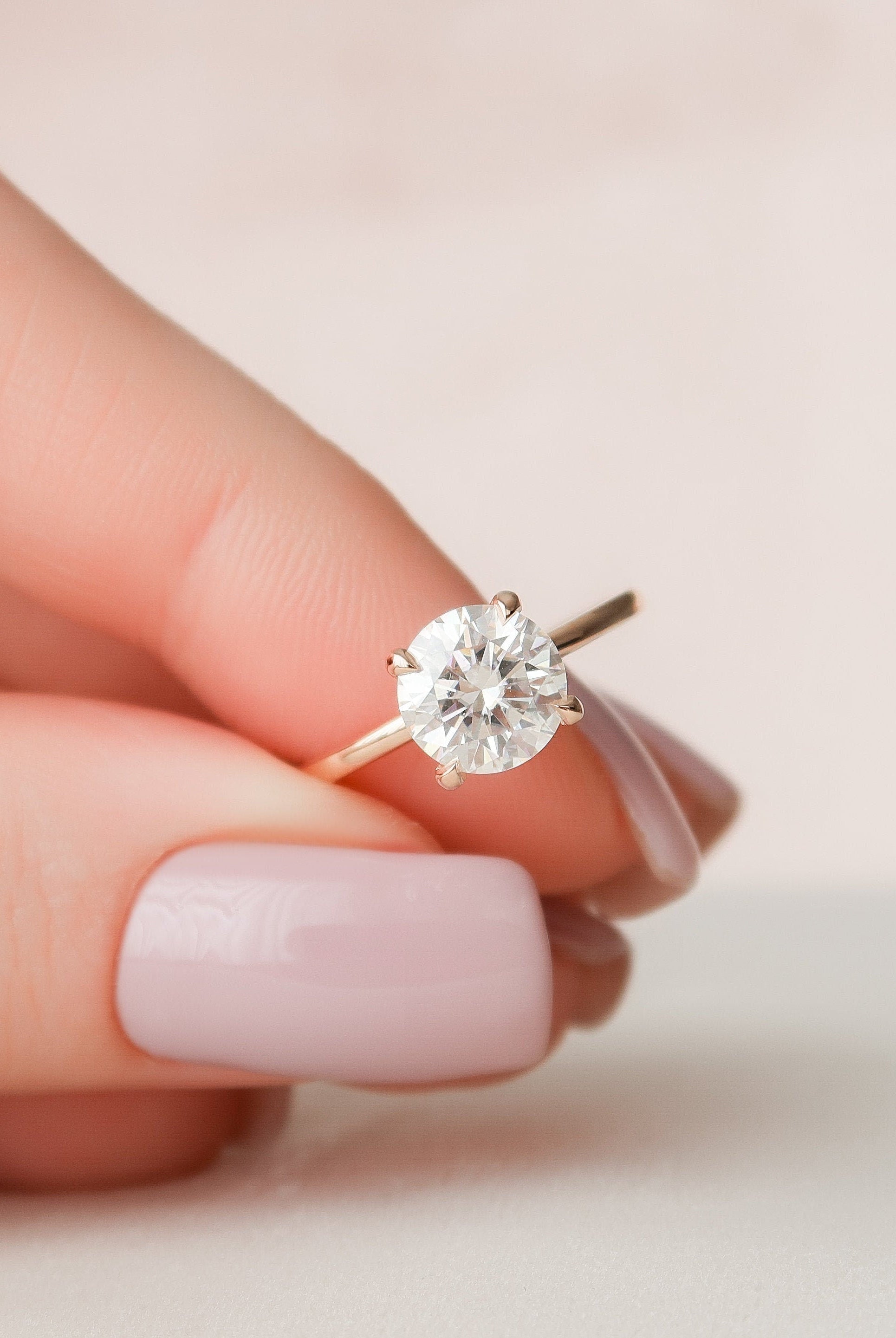 1.50CT Round Hidden Halo Moissanite Diamond Solitaire Engagement Ring